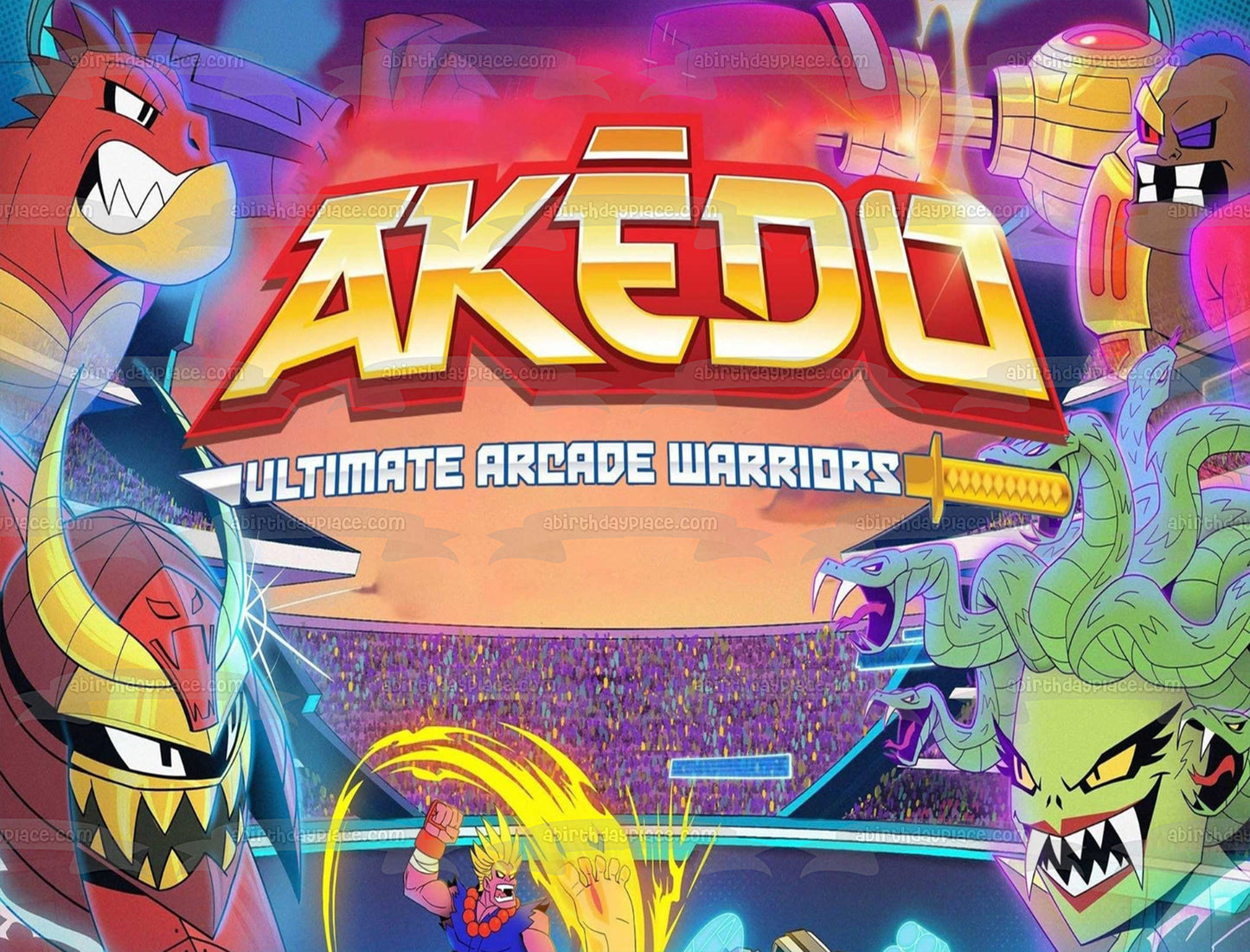 Akedo Arcade Warriors Varios personajes Imagen comestible para decoración de tarta ABPID57494 