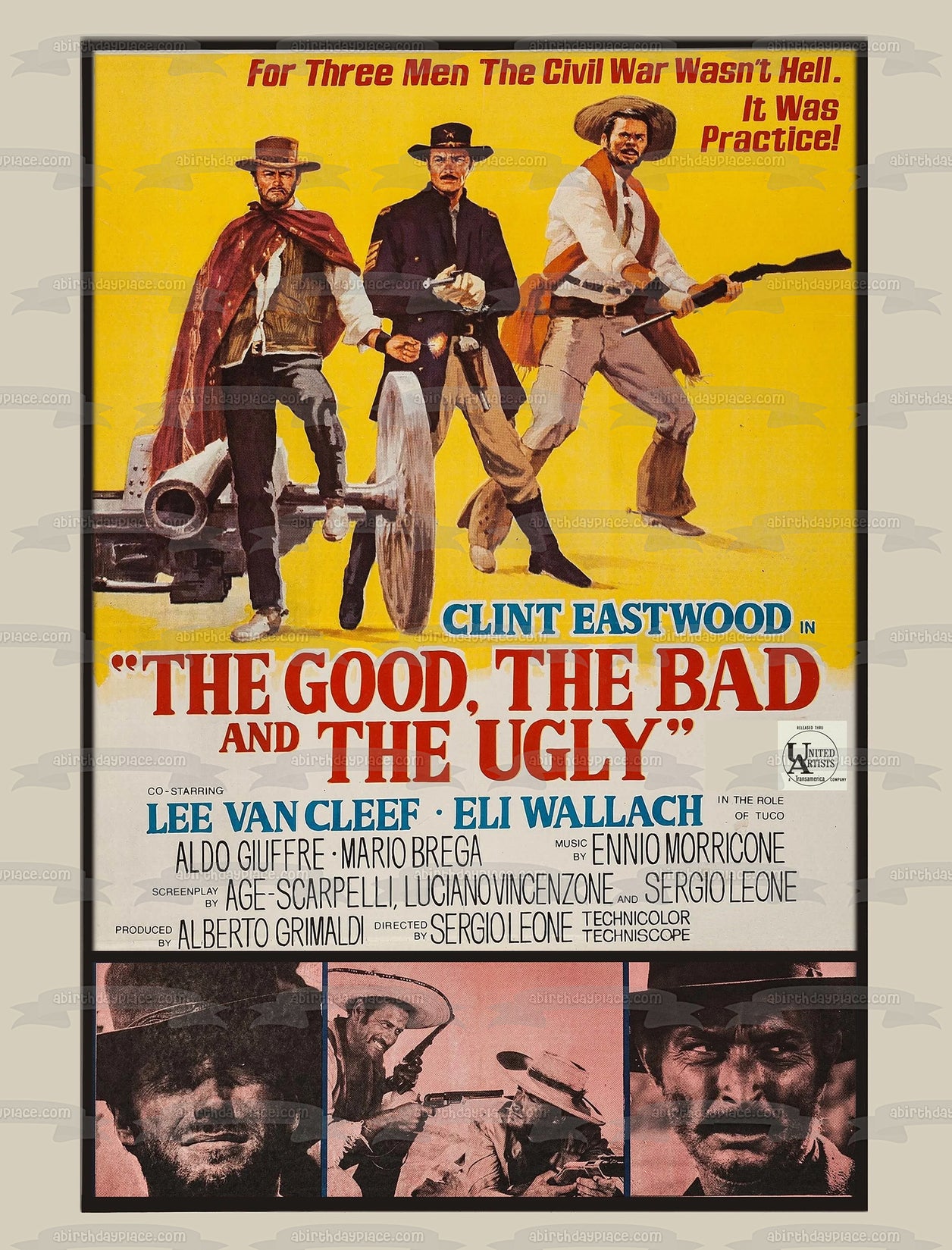 The Good Bad and the Ugly Clint Eastwood Movie Poster Edible Cake Topper Image ABPID57675