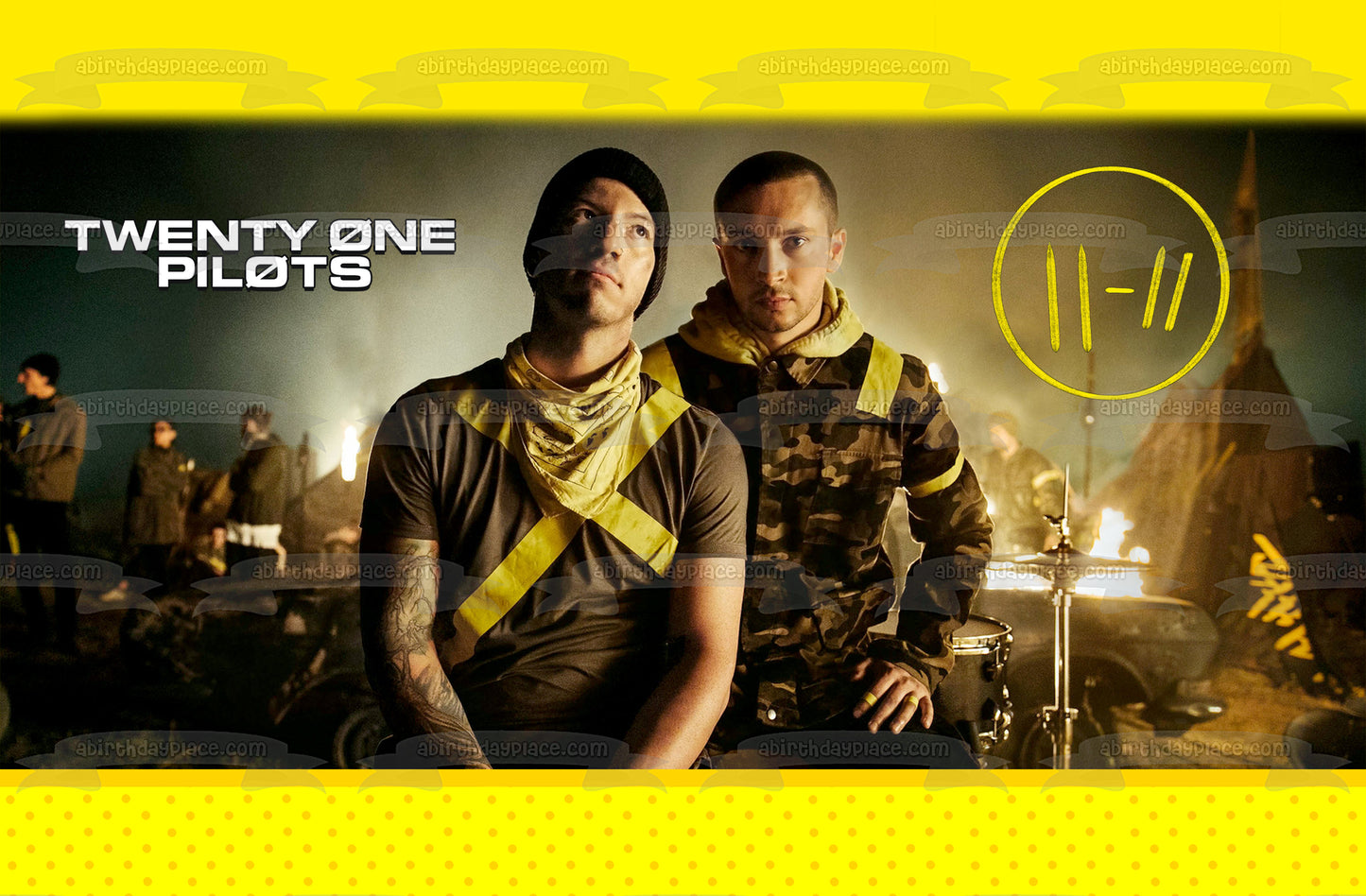 Twenty One Pilots Yellow Border Customizeable Edible Cake Topper Image ABPID57743