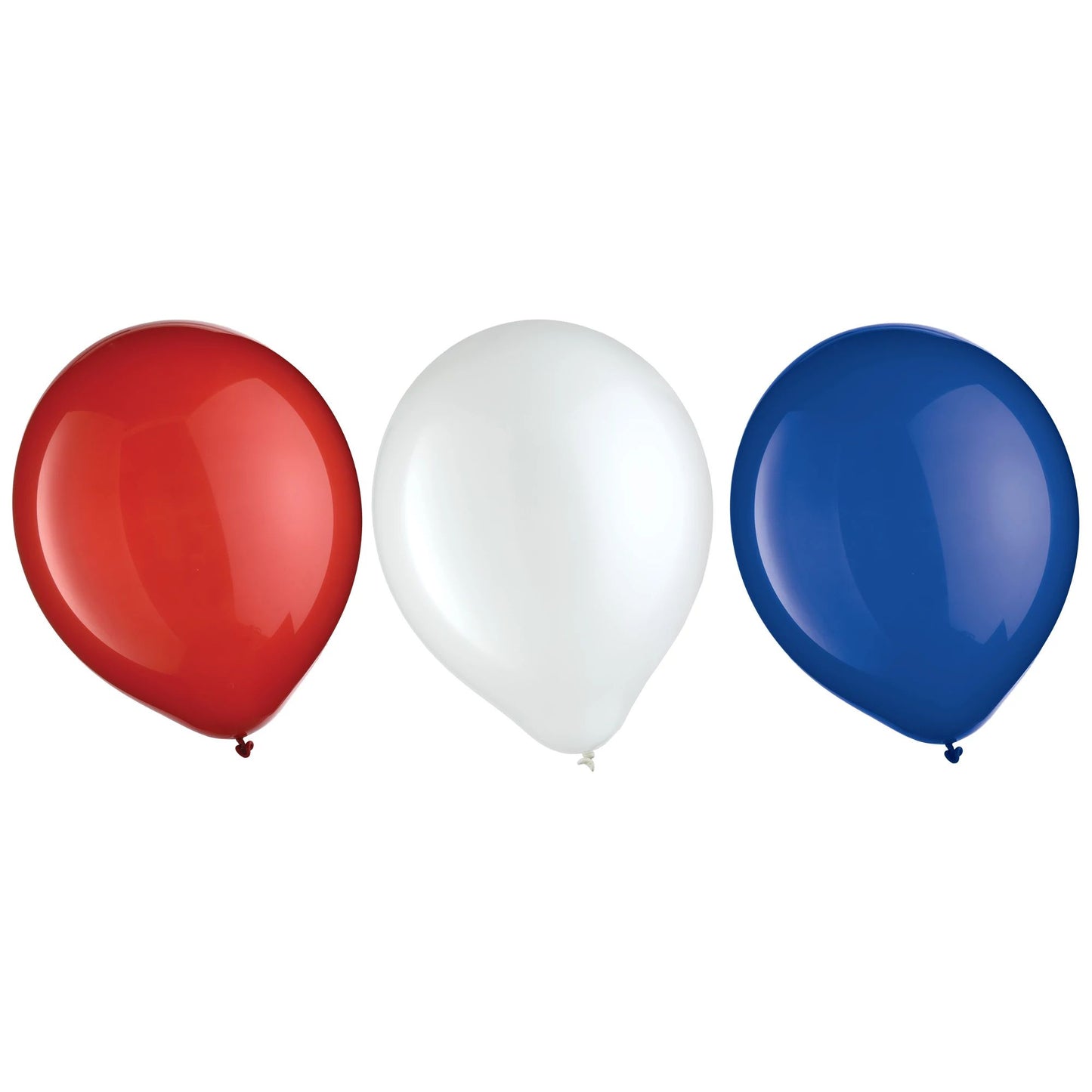 Globos de látex rojos, blancos y azules.