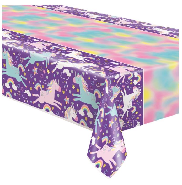 Mantel rectangular de plástico con diseño de unicornio, 54 x 84 pulgadas, 1 unidad