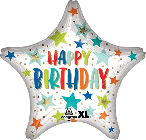 Birthday Stars and Rainbows 18" Foil Balloon