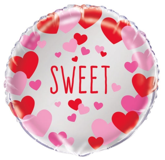 Sweet Pink & Red Hearts Foil Balloon 18", 1ct