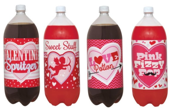 Valentines 2 Liter Bottle Labels, 4ct