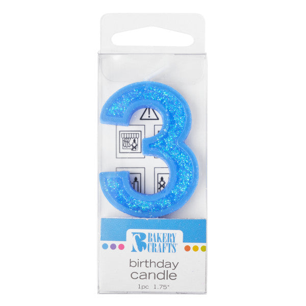 3 Mini Glitter Numeral Candle