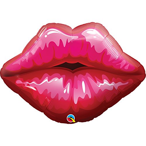 Globo de aluminio Red Kissey Lips de 14" - Inflado con palo, 1 unidad