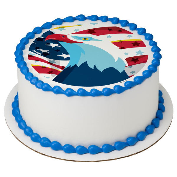 Patriotic Eagle Edible Cake Topper Image