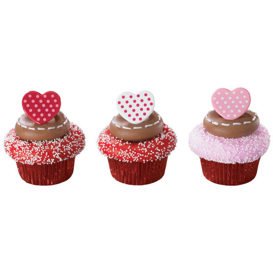 Polka Dot Hearts Cupcake Rings