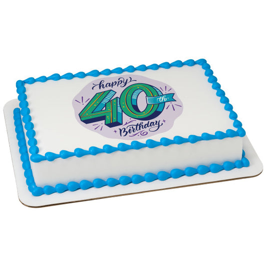 40th Birthday Edible Cake Topper Image