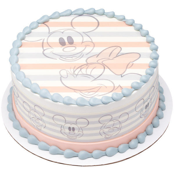 Imagen de adorno comestible para tarta de Mickey Mouse y Minnie Mouse de Disney Baby