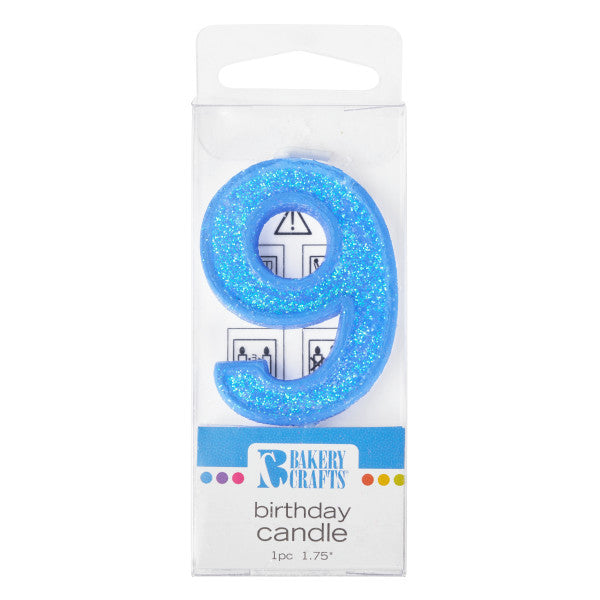 9 Mini Glitter Numeral Candle