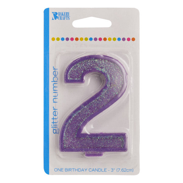 2 Glitter Numeral Candle