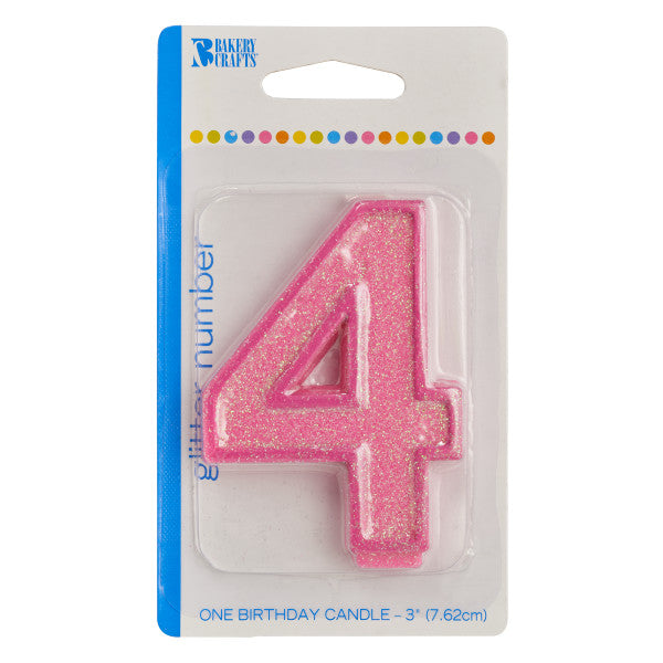 4 Glitter Numeral Candle