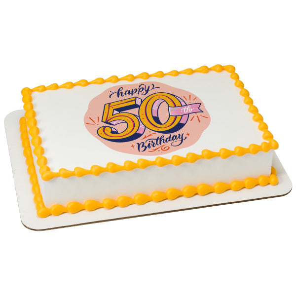 50th Birthday Edible Cake Topper Image