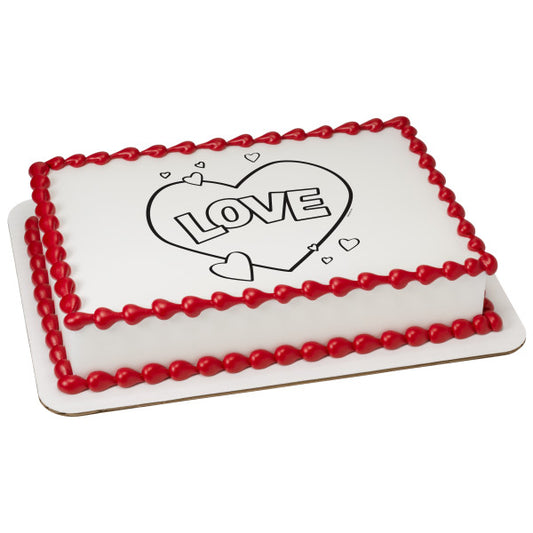 Imagen comestible para decoración de tarta con forma de corazón de amor pintable 