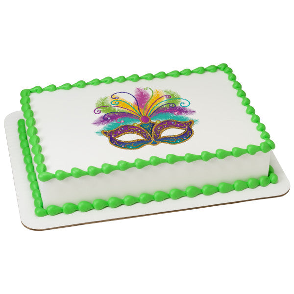 Mardi Gras Mask Edible Cake Topper Image