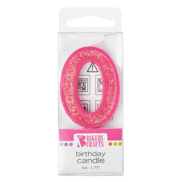 0 Mini Glitter Numeral Candle