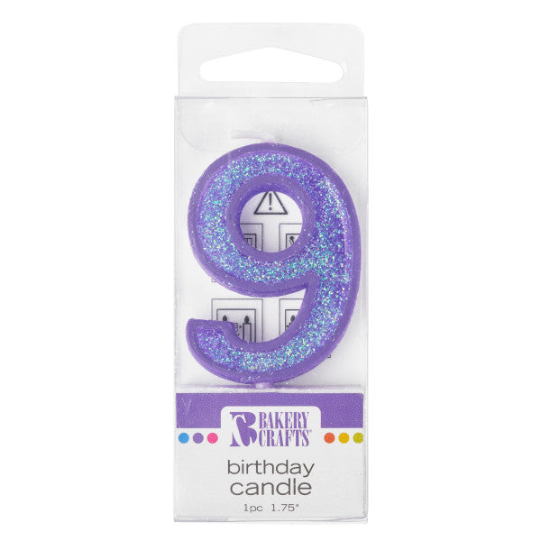 9 Mini Glitter Numeral Candle