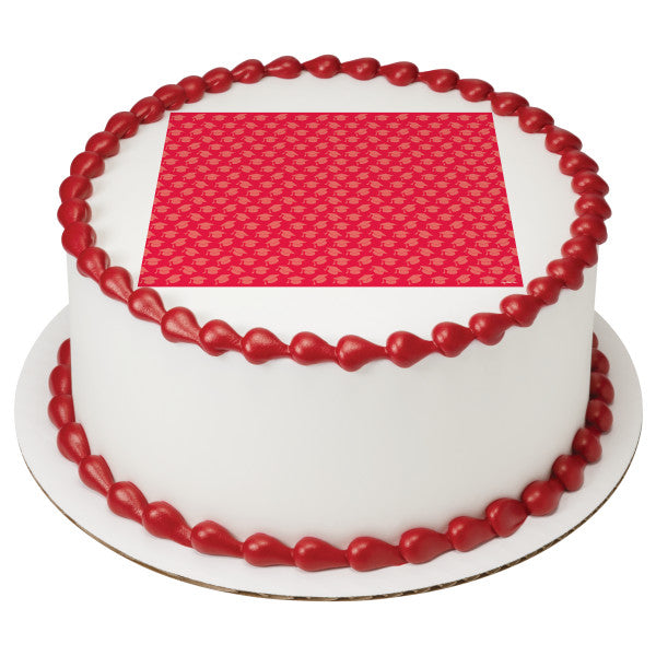 Red Grad Hat Edible Cake Topper Image