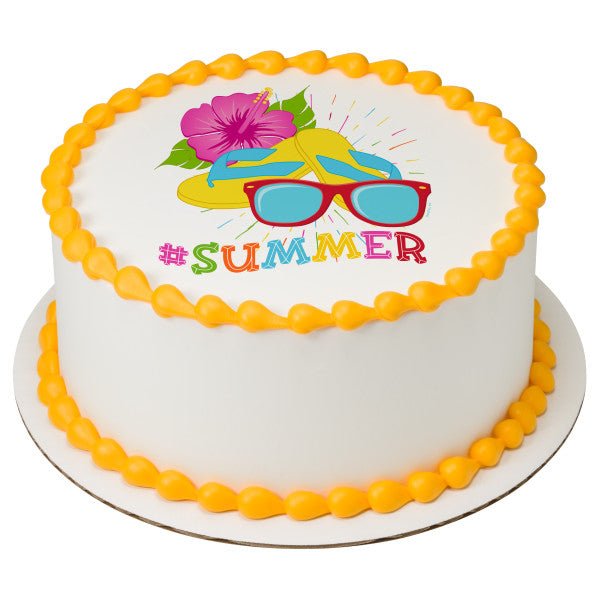 #Summer Edible Cake Topper Image