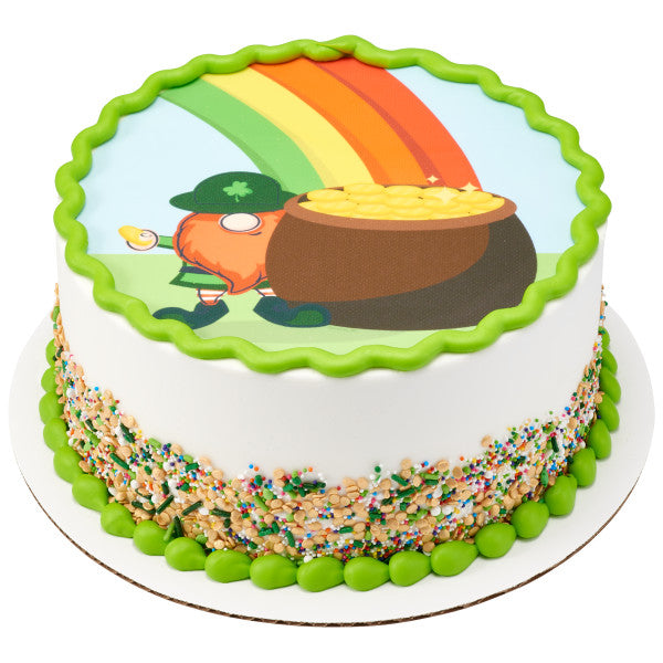 Rainbow Pot Of Gold Edible Cake Topper Image