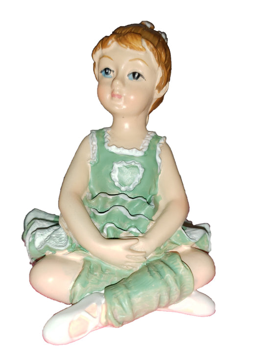 Bailarina de porcelana de 3" - Vestido verde