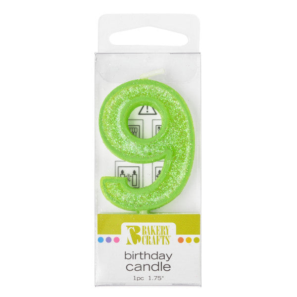 9 Mini Glitter Numeral Candle