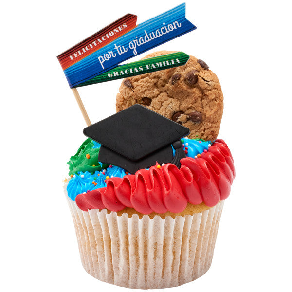 Black Grad Hat Cupcake Rings