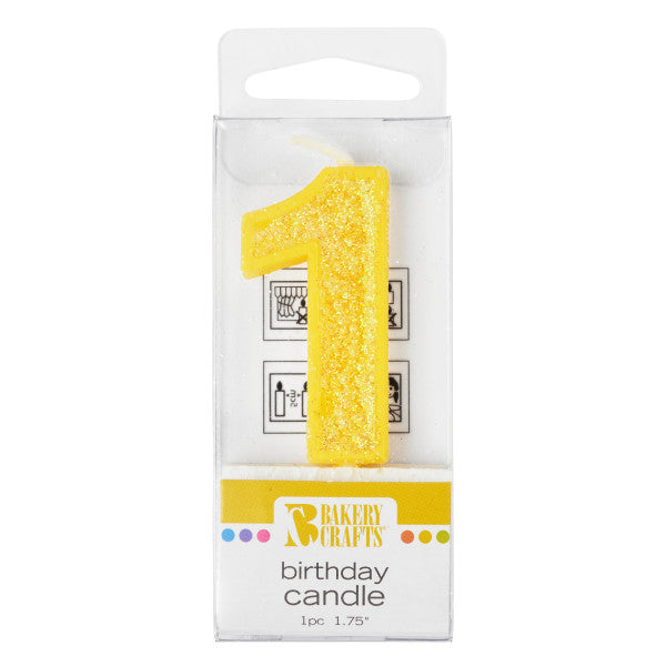 1 Mini Glitter Numeral Candle