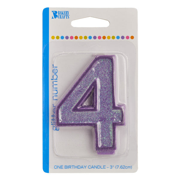 4 Glitter Numeral Candle