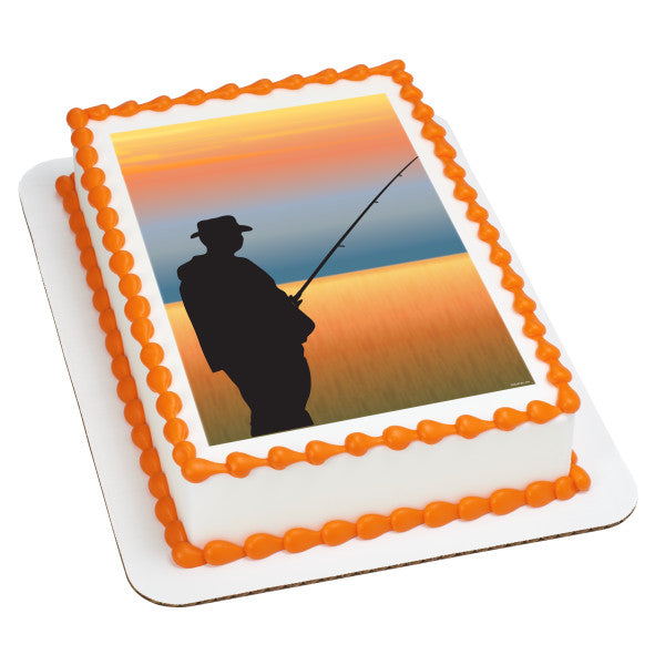 Happy Birthday Topper, Fishing Cake Topper, Fisher Man Cake Topper