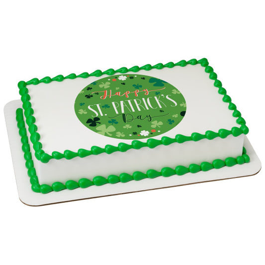 Happy St. Patrick's Day Edible Cake Topper Image