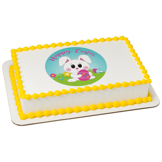 Happy Easter Bunny Edible Cake Topper Image