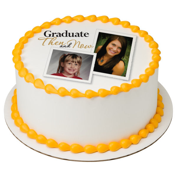 Graduate Then and Now Edible Cake Topper Image Frame