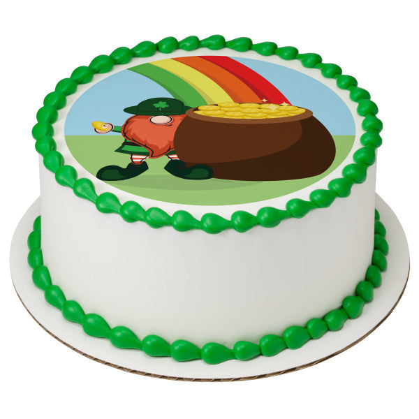 Rainbow Pot Of Gold Edible Cake Topper Image