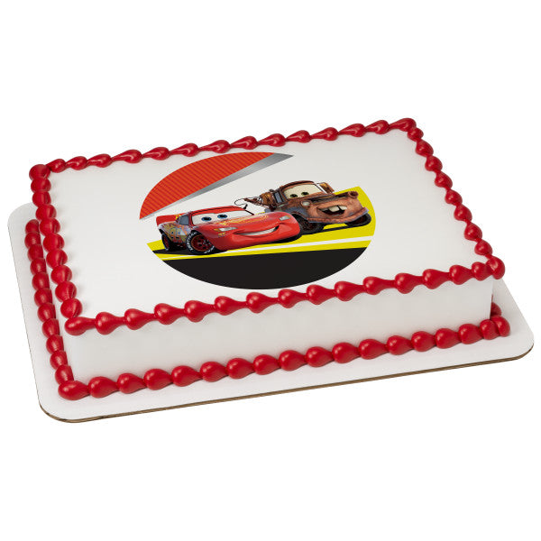 Imagen comestible para decoración de tarta de Disney y Pixar Cars Rayo McQueen y Mater