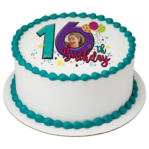 Happy 16th Birthday Edible Cake Topper Image Frame