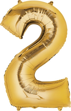 Anagram 34" Numeral 2 Balloon - Gold