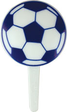 Selecciones para cupcakes con balón de fútbol azul y blanco (12 u.)