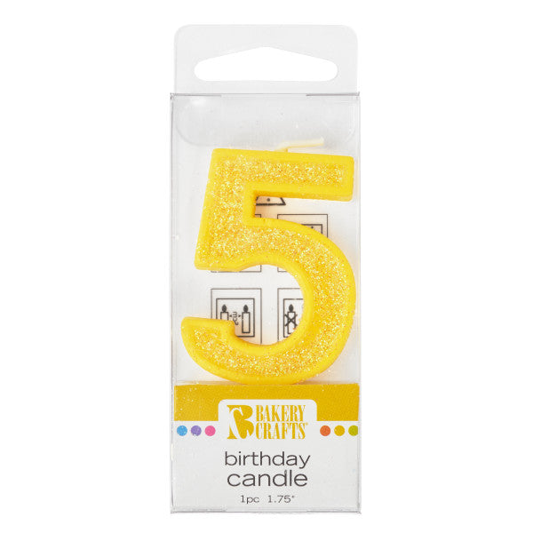 5 Mini Glitter Numeral Candle