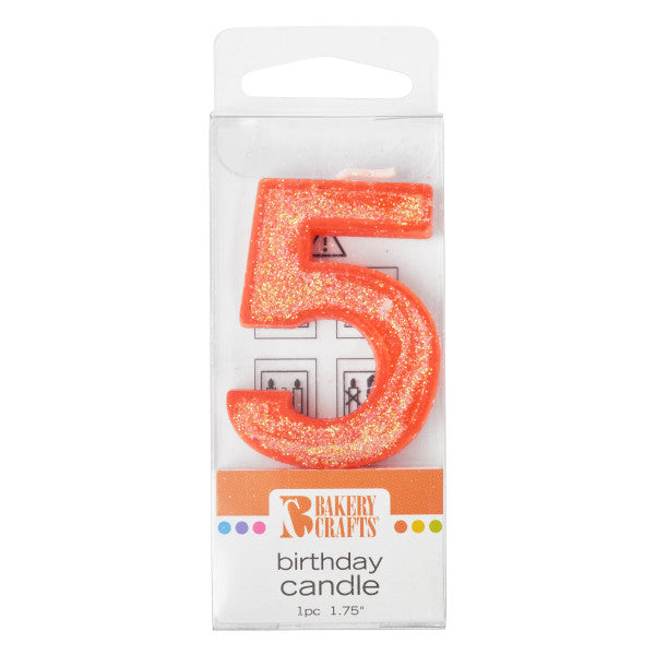 5 Mini Glitter Numeral Candle