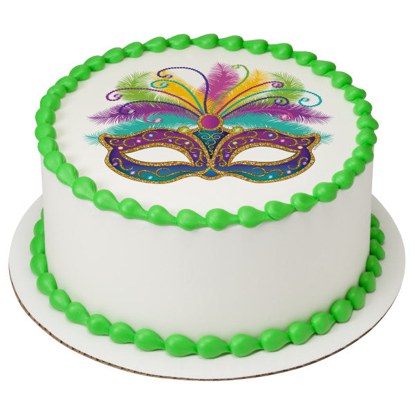 Mardi Gras Mask Edible Cake Topper Image