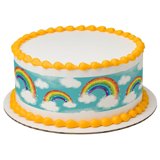 Rainbow with Clouds Edible Cake Topper Image Strips