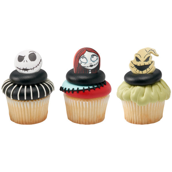 Anillos para cupcakes de Jack, Sally y Oogie Boogie de Pesadilla antes de Navidad