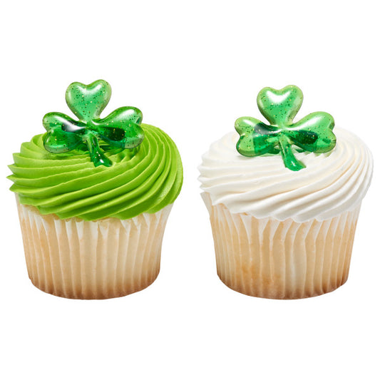 Shamrock Puffy Glitter Cupcake Rings