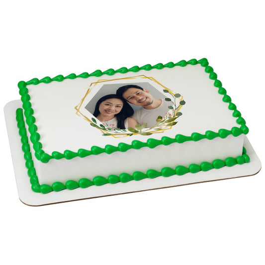 Leaves Geometric Edible Cake Topper Image Frame