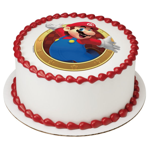 Super Mario Mario Here We Go! Edible Cake Topper Image