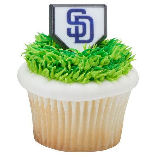 Anillos para cupcakes con logo del equipo MLB® Home Plate - Padres de San Diego (12 piezas) 