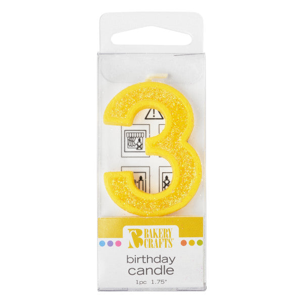 3 Mini Glitter Numeral Candle