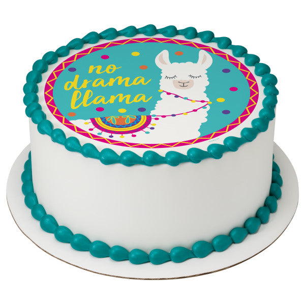 No Drama Llama Edible Cake Topper Image